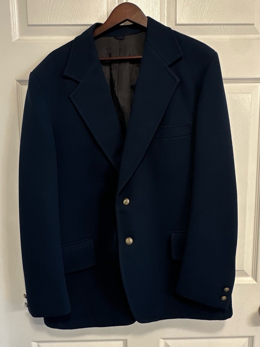 Men's Navy Single-Breasted Blazer with Gold Buttons